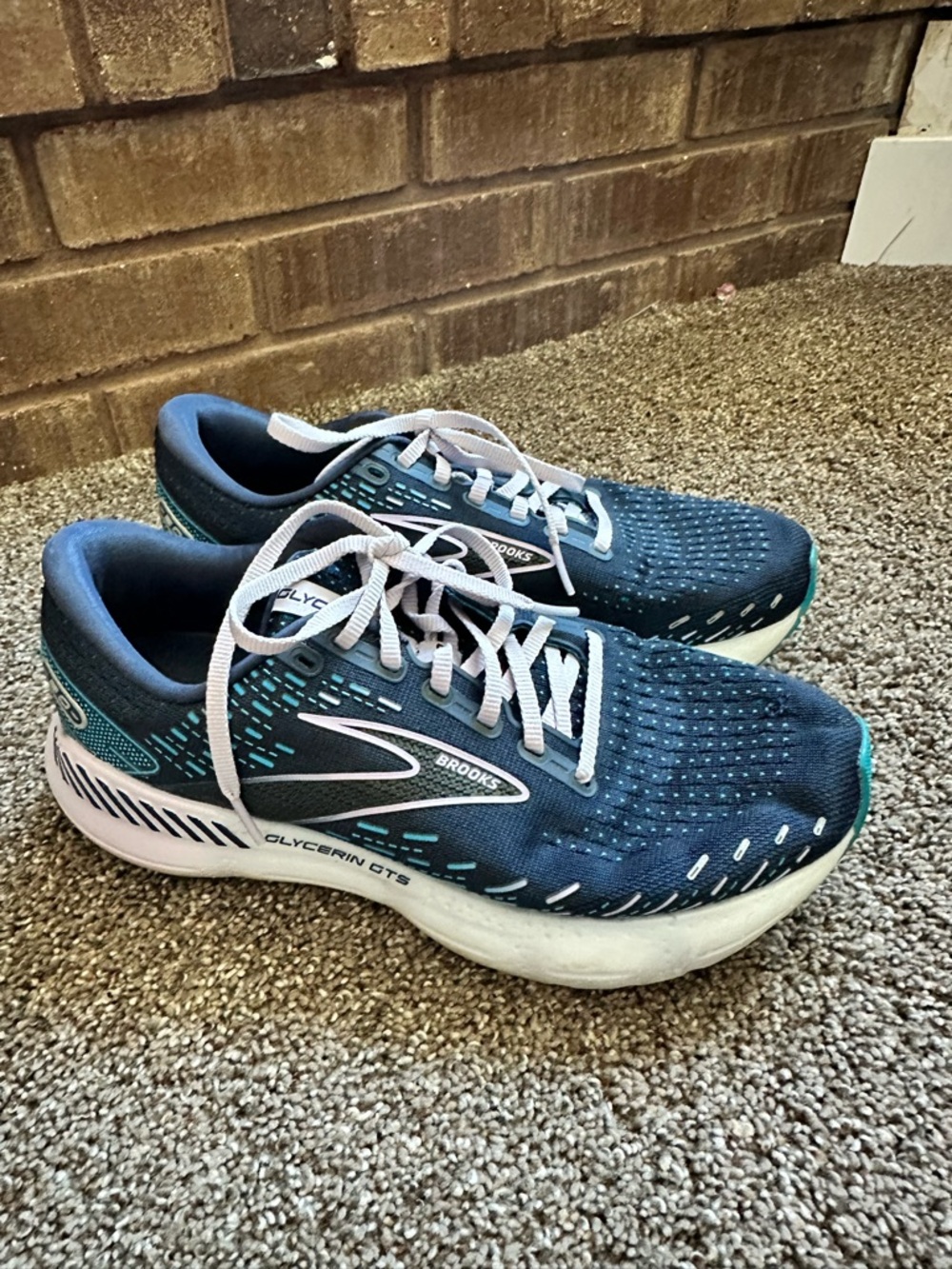 Brooks Glycerin GTS 20 Womens 8.5 Wide Blue Running Shoes Sneakers 1203701D499